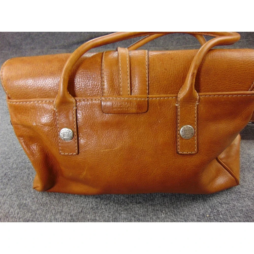 Michael Kors Satchel Tan Leather Buckle Large Handbag Shoulder Bag Distressed - Picture 8 of 14